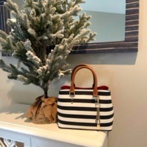 Never Used Black and White Stripped Purse